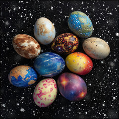 Fototapeta na wymiar Stellar Collection of Easter Eggs: A Celestial Interpretation of Springtime Traditions