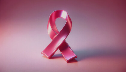 AI generated illustration of a vibrant cartoon-style pink ribbon symbolizing cancer awareness