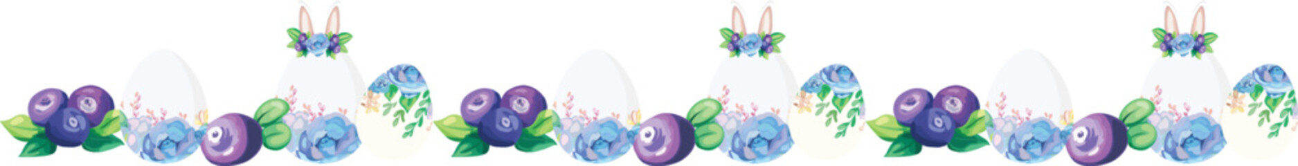 Easter line border illustration on transparent background.