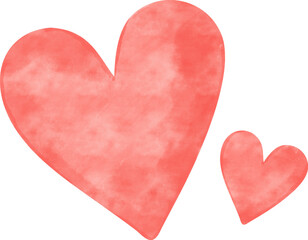 Hand-painted watercolor red couple hearts in Valentine collection