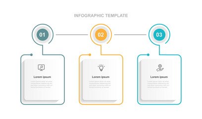 Modern design template infographic vector element with 3 step process or options suitable for web presentation and business template  - obrazy, fototapety, plakaty