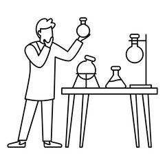 Lab physician Concept, Diagnosis and treatment in clinic Vector outline Design, Medical and Healthcare Scene Symbol, Diseases Diagnostics Sign, Doctor and Patient Characters Stock Illustration
