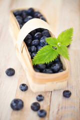 Delicious fresh blueberry in the basket