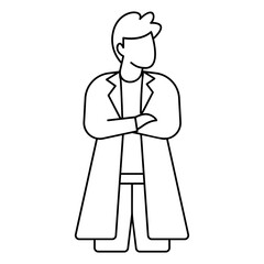 Laboratory Assistant Concept, licensed practical nurse Vector outline Design, Medical and Healthcare Scene Symbol, Diseases Diagnostics Sign, Doctor and Patient Characters Stock Illustration