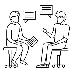 two person discussing about health care quality Concept Vector outline Design, Medical and Healthcare Scene Symbol, Diseases Diagnostics Sign, Doctor and Patient Characters Stock Illustration