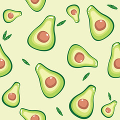 Doodle avocado, vector seamless pattern, hand drawn illustration, design for children textile, fabric, kids clothing.