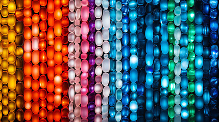 Bright colorful abstract background with colorful glass beads, spectacular backdrops - obrazy, fototapety, plakaty