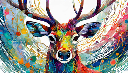 Obraz premium abstract reindeer, watercolor art design