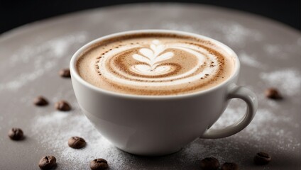 A cup of coffee on a light background