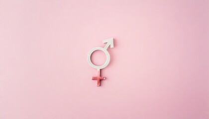 Gender symbols with pink background empty space to text