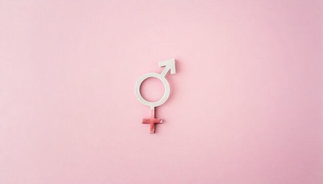Gender symbols with pink background empty space to text