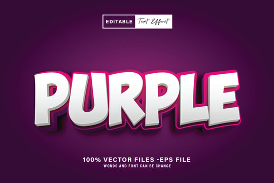 Purple Vector 3D Editable Text Effect Style, or vector Purple text effect template, editable text effect