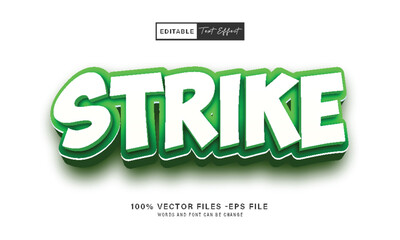 Strike Vector 3D Editable Text Effect Style, or vector Strike text effect template, editable text effect