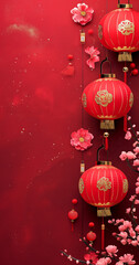 Immerse in the festive spirit with a Chinese New Year background adorned with traditional decorations, capturing the essence of cultural celebrations and joyous moments