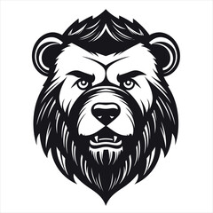 Creepy bear head logo, ,AI generative