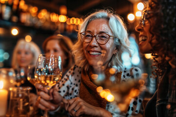 Fototapeta premium Joyful Gathering with Wine and Friends. Generative AI
