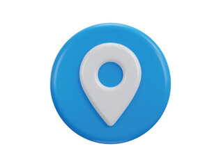 3d location icon with rounded button icon illustration