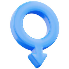 Male icon. Gender symbol. 3d illustration on transparent background