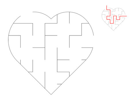 Heart Maze, a puzzle game with mazes.  A maze game. A maze with answers.