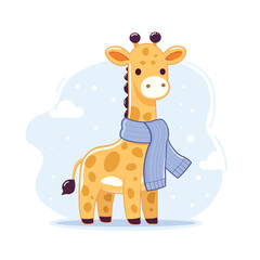 Giraffe cartoon character with scarf illustration