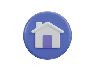 3d house icon on purple circle button vector illustration