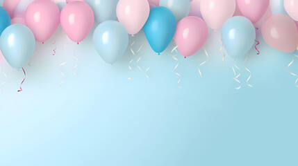 Party balloons, birthday decoration background, anniversary, wedding, holiday with space for text