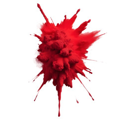 red holi paint color powder festival explosion burst isolated white background.