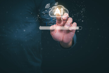 Businessmen upgrading AI systems To have more talent and intelligence, concepts management digital...