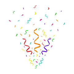 Colorful Confetti Background. Falling Confetti for Party, Birthday, Celebration or Anniversary. Vector Illustration on White Background. 