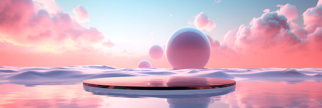 Surreal background for Singles Awareness Day. Banner on a pink background.