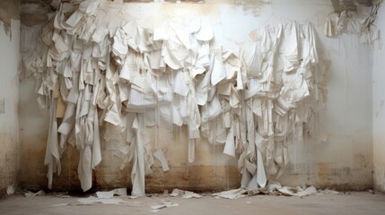white wall with a lot of paper pasted. Neural network AI generated art