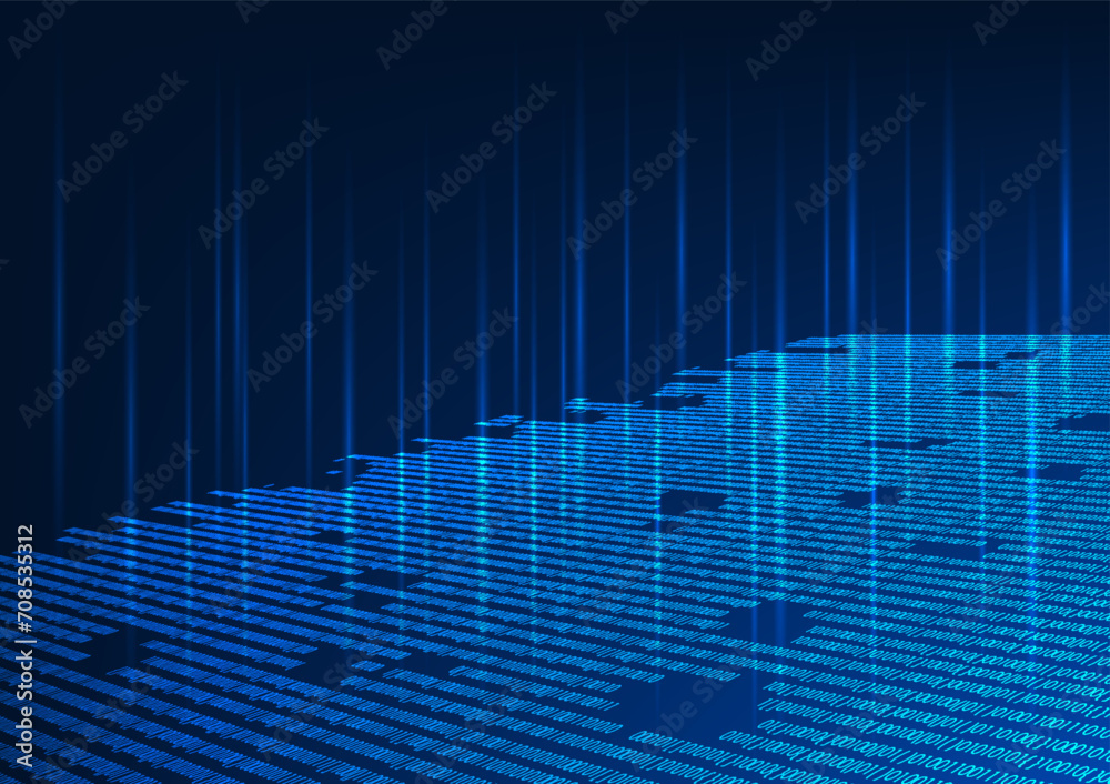 Poster abstract background technology numeric code for writing software with beams of digital information r