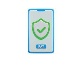 Smartphone with protection shield secure payment icon vector illustration