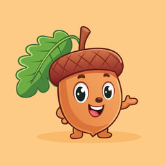 Cute acorn cartoon character illustration