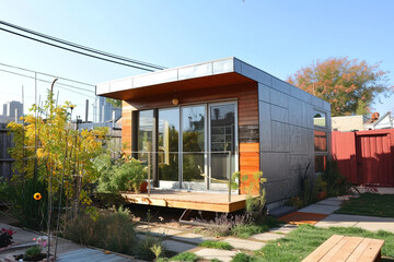 A small, energy-efficient home in an urban setting.