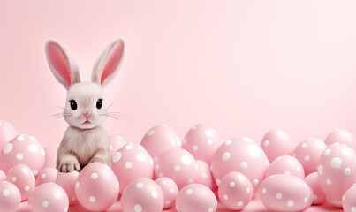 Naklejka na ściany i meble Easter greeting card with pink background.