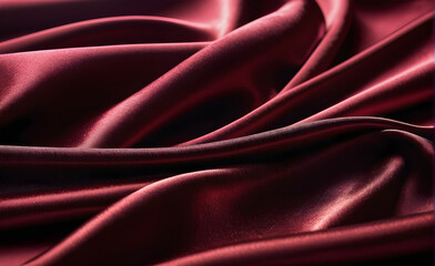 Obraz premium Abstract background luxury cloth or liquid wave or wavy folds of grunge red silk texture satin velvet material or luxurious background or elegant wallpaper design. Generative AI