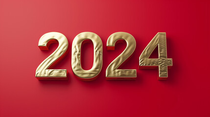Happy New Year 2024 red background holidays card. 