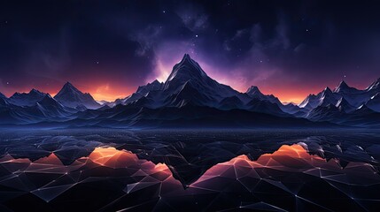 Minimal wallpaper polygon mountain, dark background - Powered by Adobe