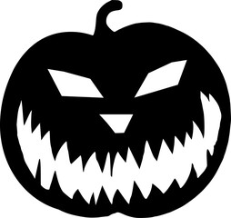 Vektor Silhouette gruseliger lachender Kürbis - Halloween Gesicht geschnitzt