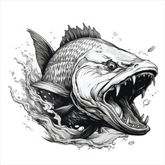 Creepy fish design with sharp teeth, ,AI generative
