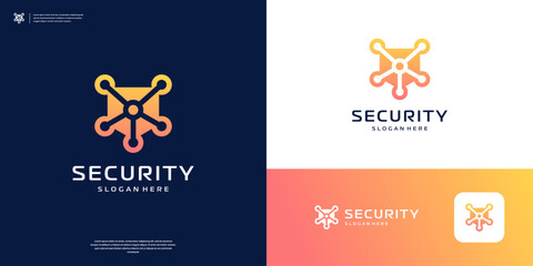 Abstract security with dot tech logo inspiration, Geometric Shield logo design template