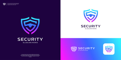 Letter S shield logo design. Icon security logo technology. - obrazy, fototapety, plakaty