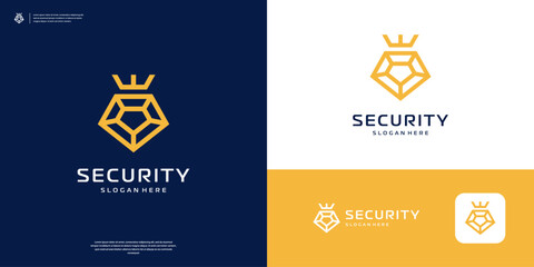 Diamond shield logo design inspiration. Geometric security logo template - obrazy, fototapety, plakaty