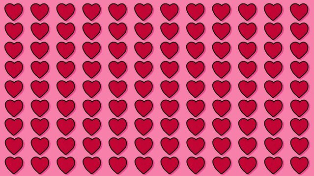 Hand Drawing Heart Move in Horizontal Line Background