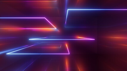 3d render, abstract neon background, chaotic lines glowing in ultraviolet spectrum, colorful laser rays, futuristic wallpaper - obrazy, fototapety, plakaty