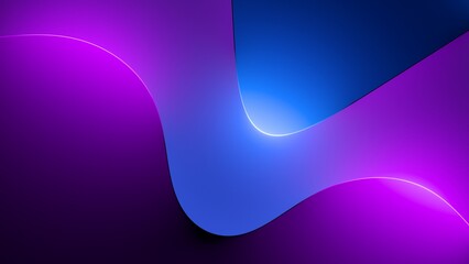 3d render, abstract background illuminated with pink blue neon light. Glowing wavy lines, curvy...