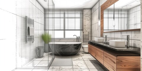 pen sketch draw Stylish interior