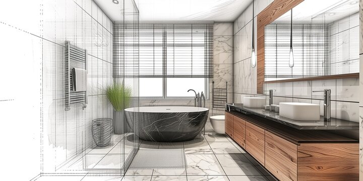 pen sketch draw Stylish interior
