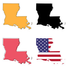 Set of Louisiana map, united states of america. Flat concept icon vector illustration